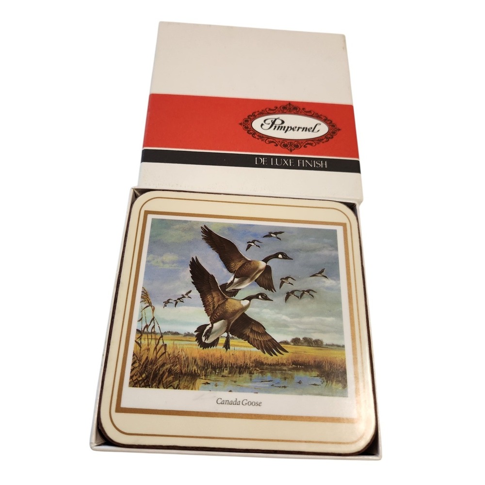 Pimpernel Coasters Set of 6 Vintage Waterfowl Ducks Canada Goose Cork Backed